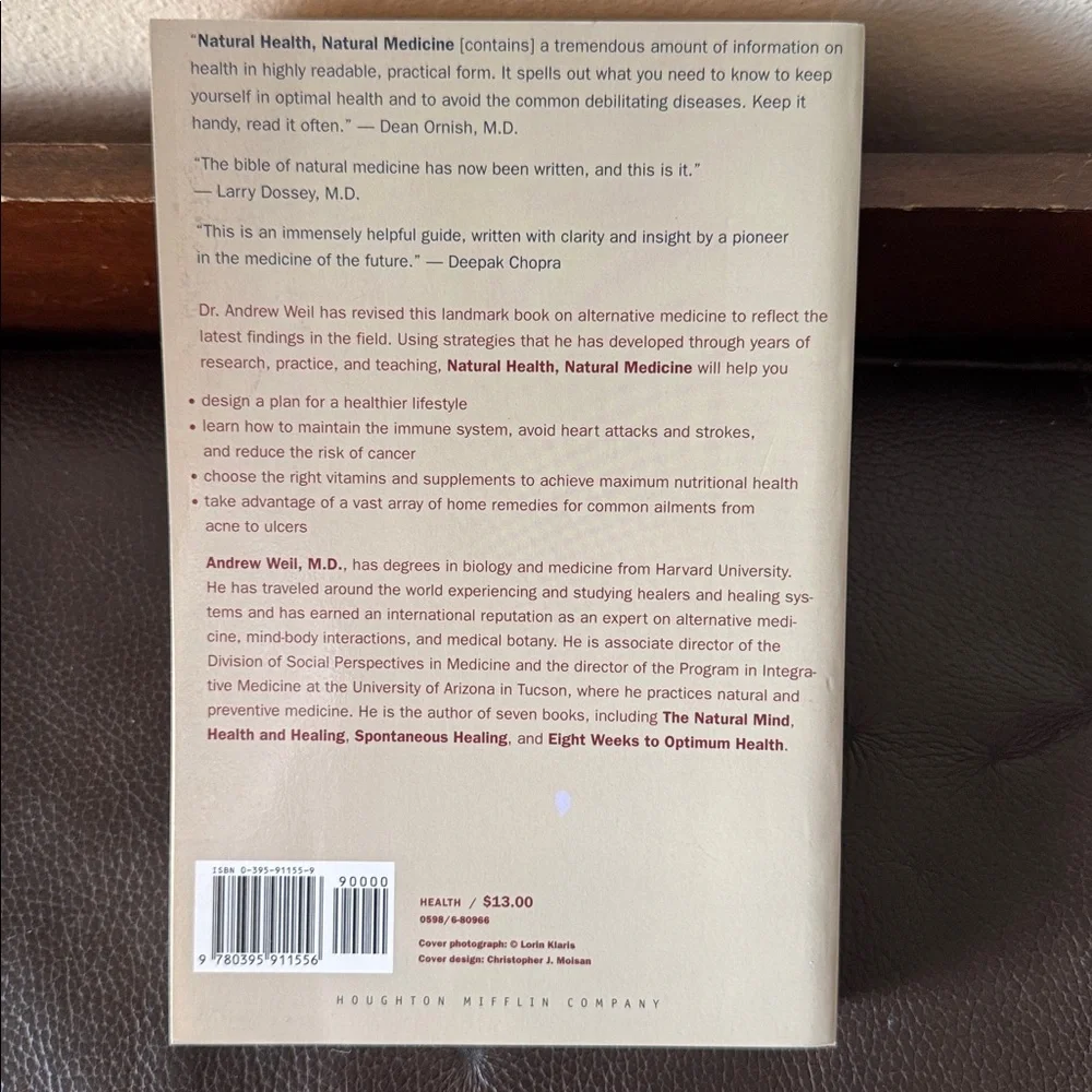 “Natural Health, Natural Medicine” Paperback Book by Andrew Weil